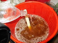Now it�s time to add and stir 7 liters of cold water